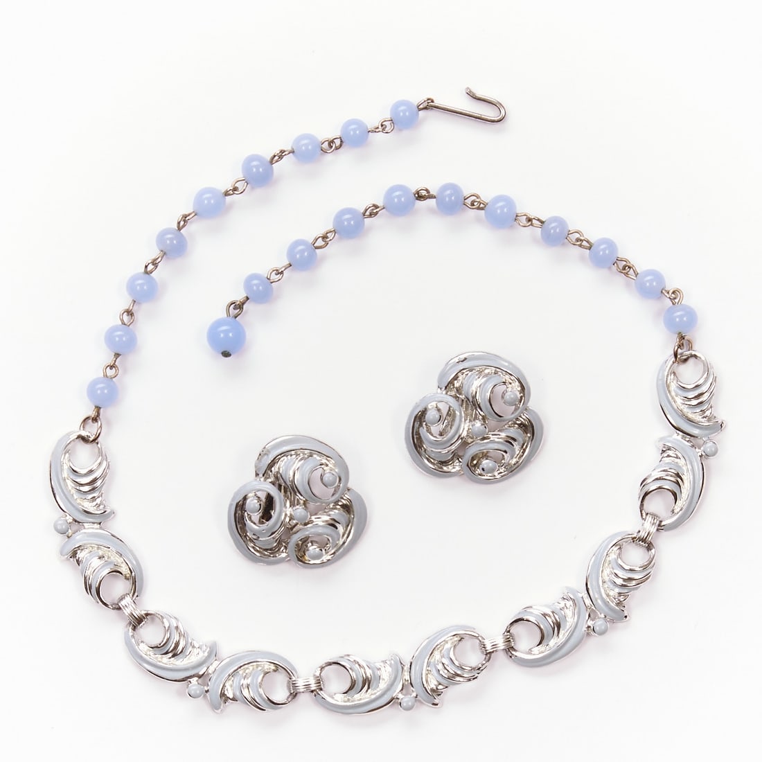 Beautiful Vintage Enamel Necklace with Matching Ear Clips (1 of 1)