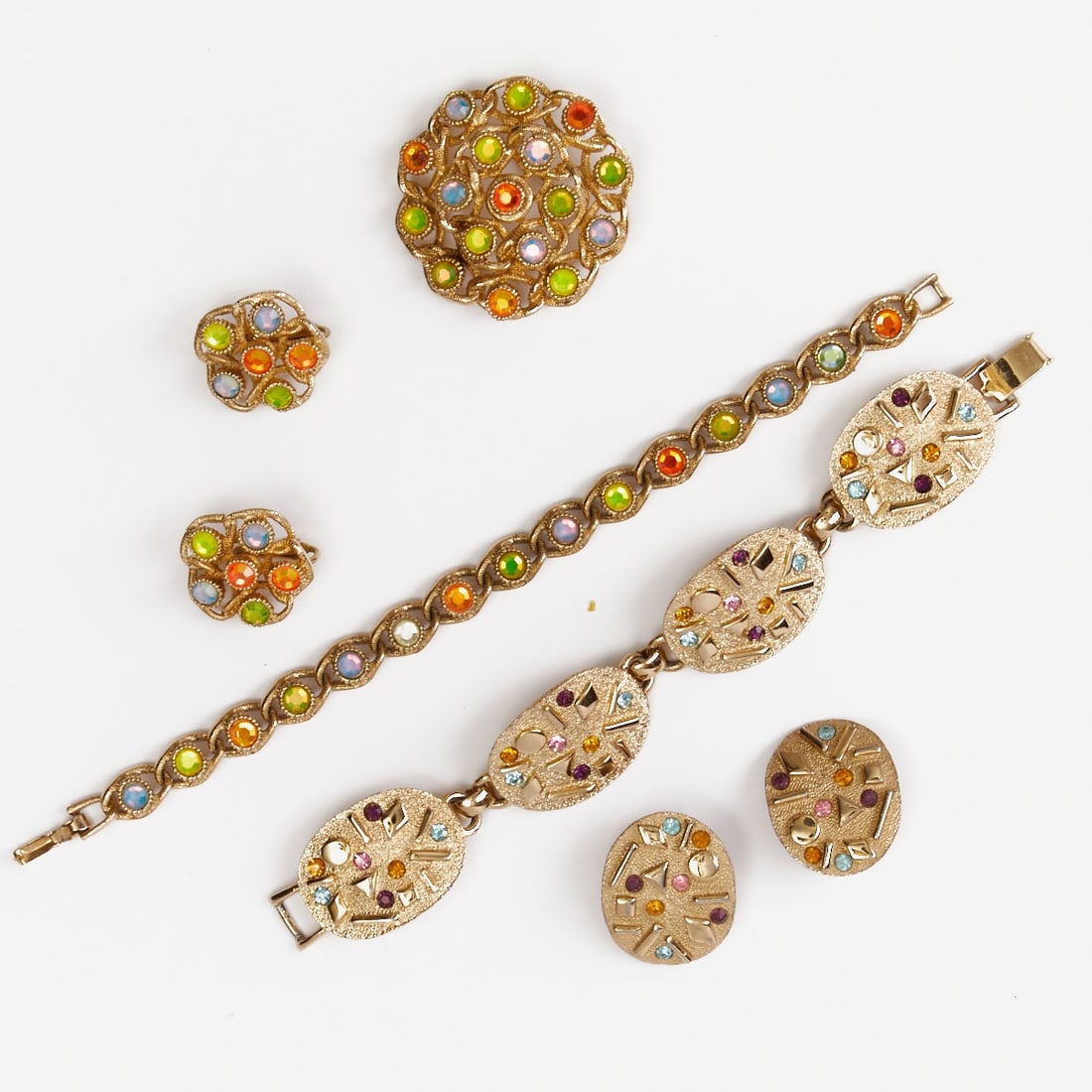SARAH COVENTRY - Two Vintage Jewelry Sets with Colorful Rhinestones (5 pieces) (1 of 1)