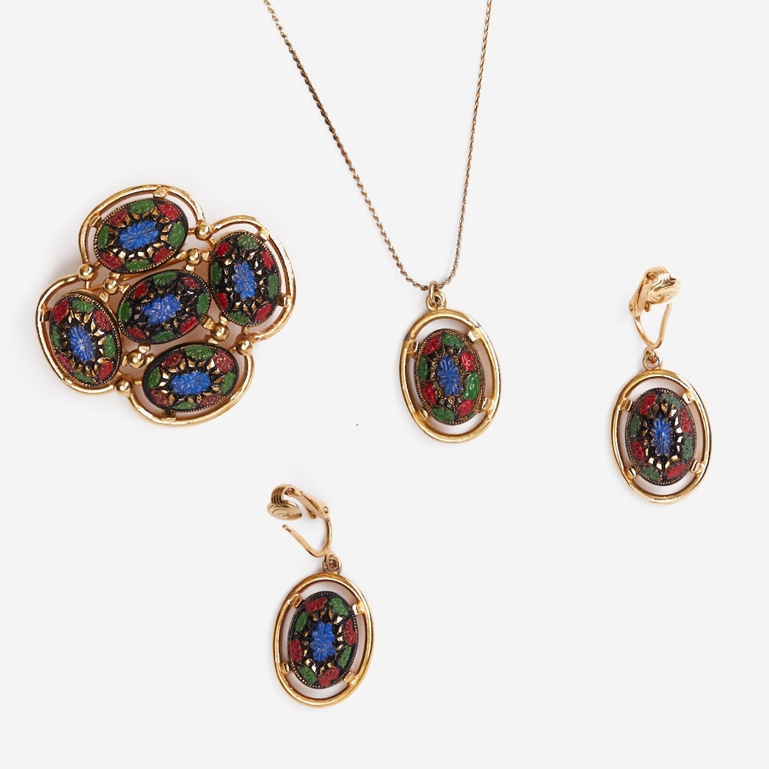 SARAH COVENTRY - Vintage Jewelry Set with Colorful Faux Gemstones (3 pieces) (1 of 1)