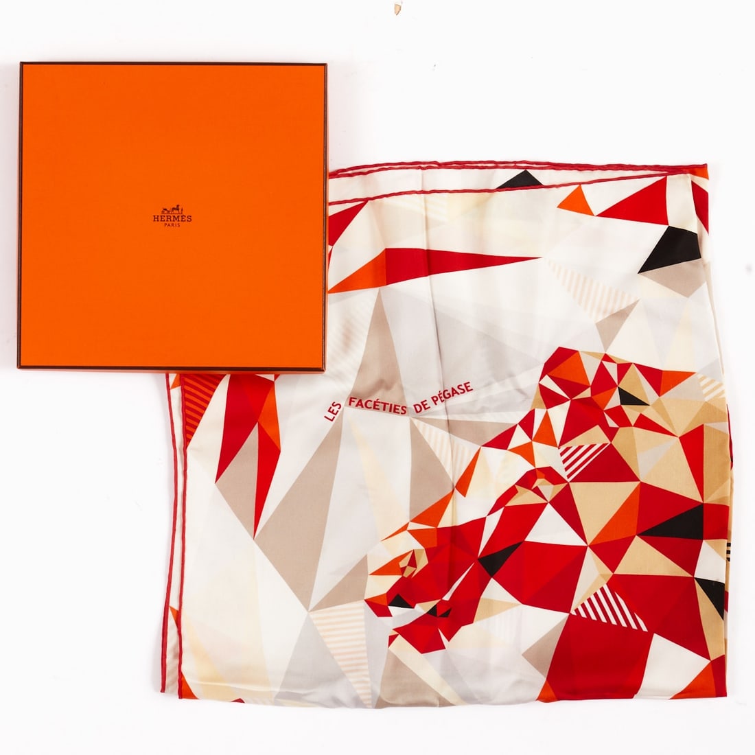 HERM??S CARR?‰ - Silk scarf 'Les fac?©ties de P?©gase': HERMÈS CARRÉ - Silk scarf "Les facéties de Pégase" Hermès company, Paris. Model: "Les facéties de Pégase". Designed by Dimitri Ryba