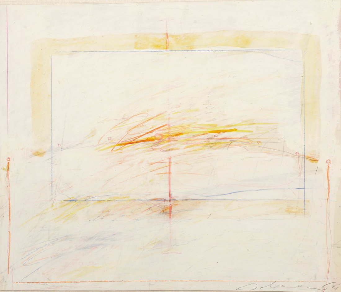 Karl Bohrmann 1928 Mannheim - 1998 Köln - Ohn...: Karl Bohrmann 1928 Mannheim - 1998 Köln - Ohne Titel - Mischtechnik/Papier. 26,6 x 31,5 cm. Sign. und dat. r. u.: Bohrmann (19)64. Passepartout. Voll ansichtig unter Glas gerahmt (Galerierahmen). Ung