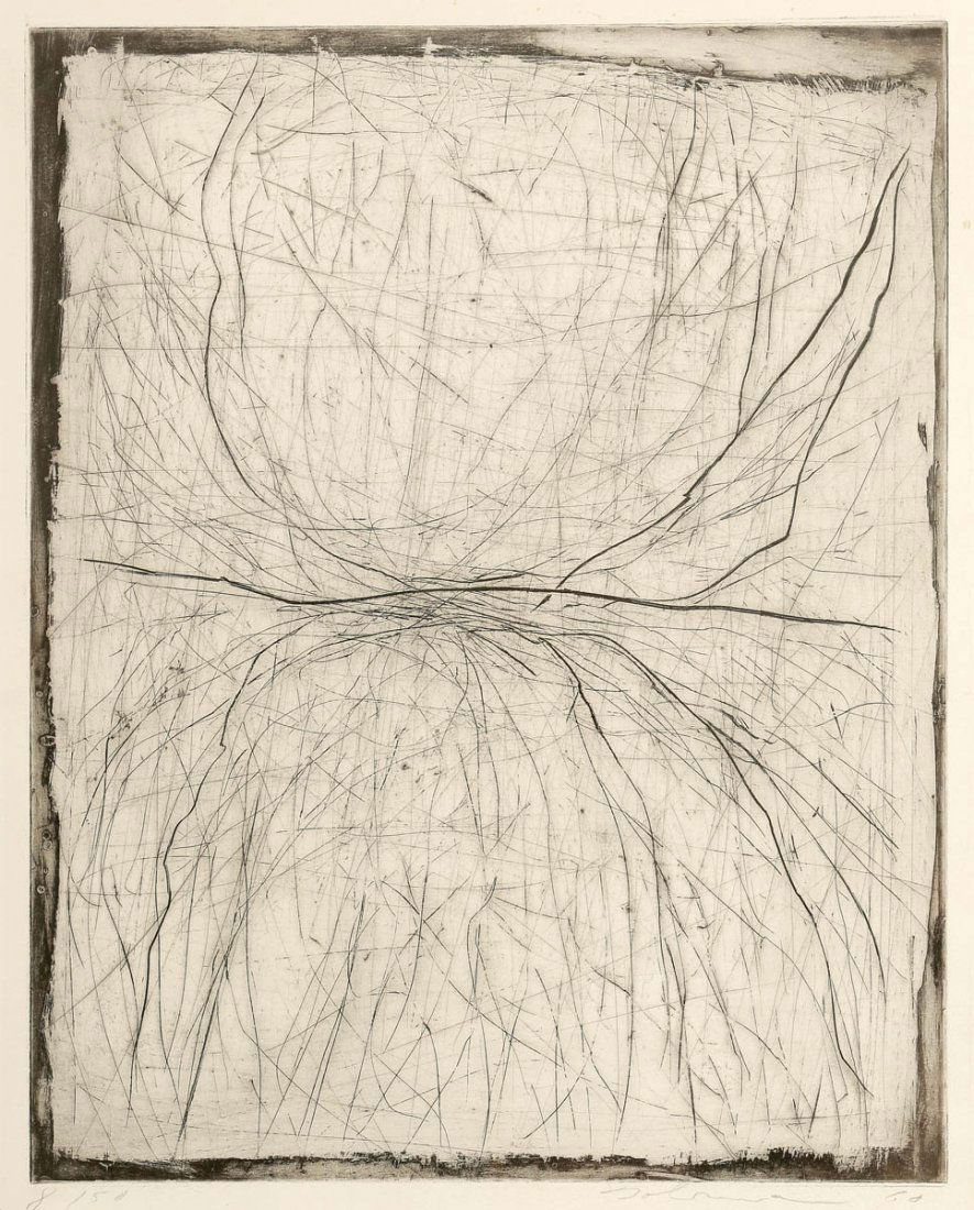 Karl Bohrmann 1928 Mannheim - 1998 Köln - Ohn...: Karl Bohrmann 1928 Mannheim - 1998 Köln - Ohne Titel - Radierung/Papier. 8/50. 40,2 x 32 cm, 43 x 35 cm (Passepartoutausschnitt). Sign. und dat. r. u.: Bohrmann (19)60. Passepartout. Unter Glas gerah