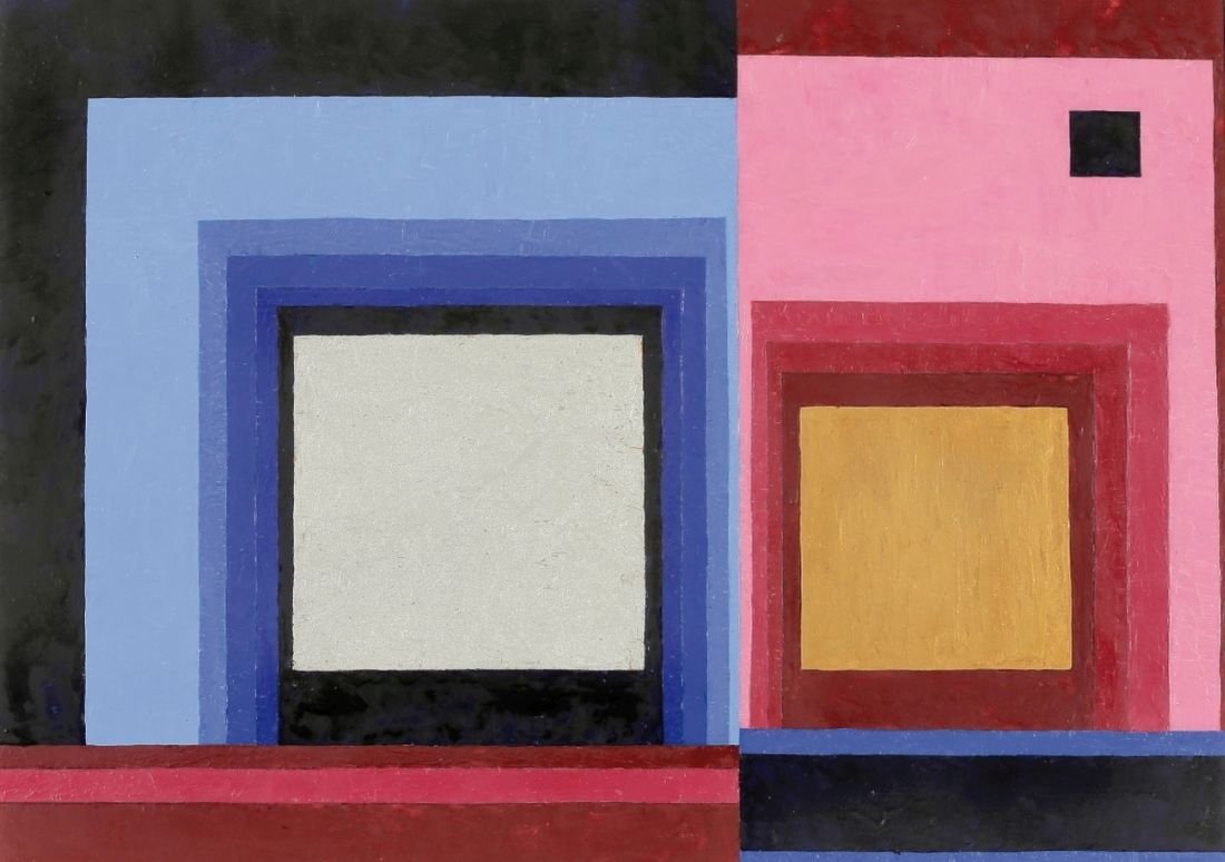 Thilo Maatsch 1900 Braunschweig - 1983 Königslutter -: Thilo Maatsch 1900 Braunschweig - 1983 Königslutter - Komposition - Öl/Hartfaser. 60 x 80 cm. Auf der Rückseite numm. monogr. und dat.: 2252 / Thilo XX / 26.1.81. Rahmen. Der Künstler wurde von Ka