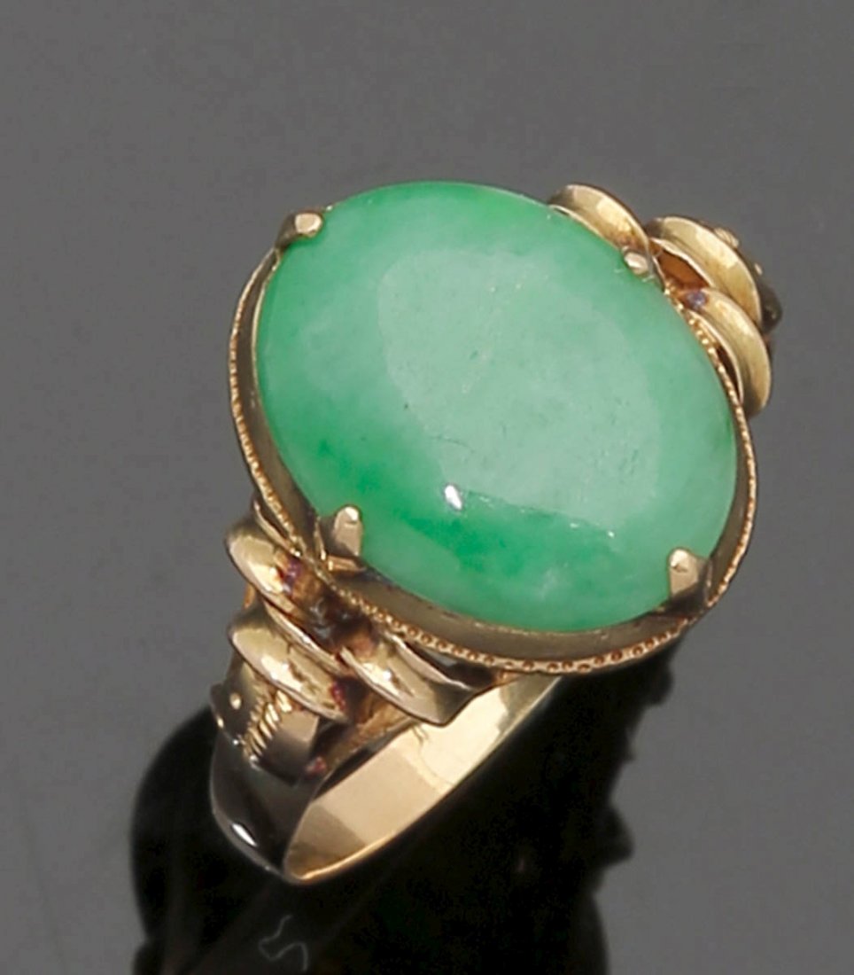 Jadeit-Ring585er Roségold, ungestemp. 1 Jadeitscheibe (1 of 1)