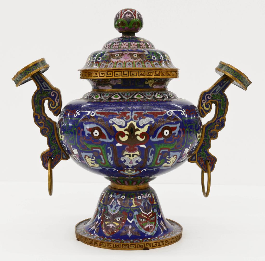 Large Chinese Cloisonne Archaistic Censer 16.5''x18''. (1 of 4)