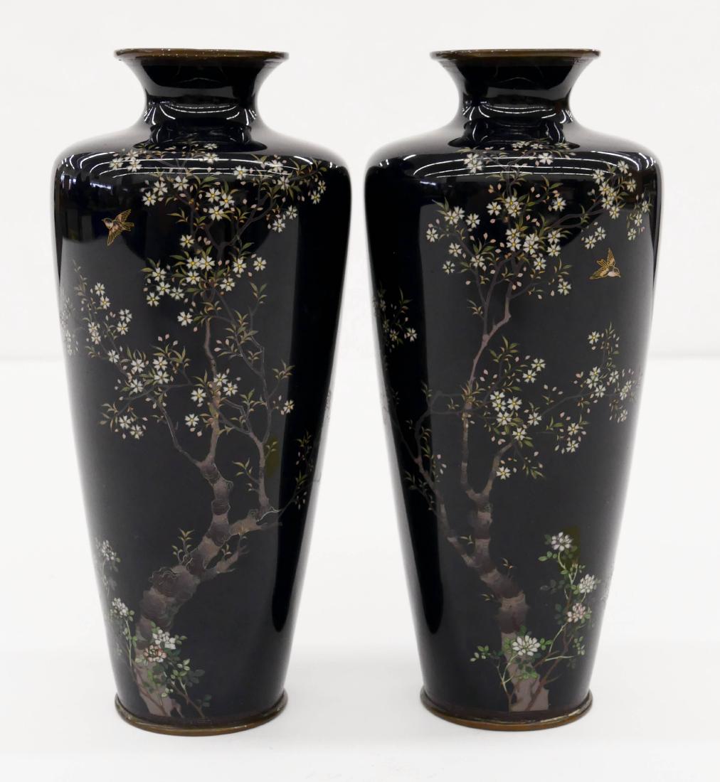 Pair Fine Japanese Cloisonne Vases 7.25''x3.25'' Each. (1 of 5)