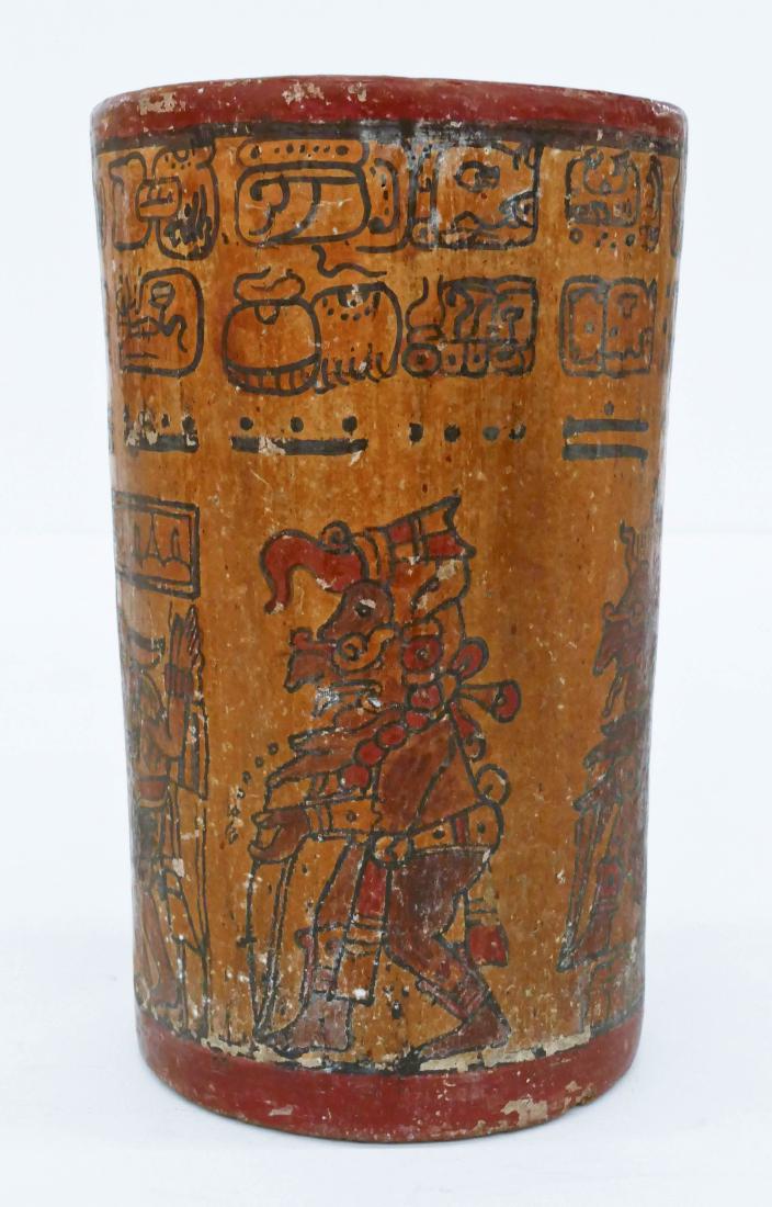 Pre Columbian Mayan Polychrome Decorated Cylinder (1 of 3)