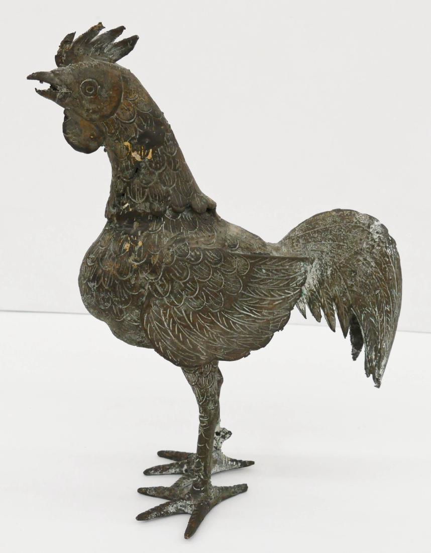 Southeast Asian Bronze Rooster Figure 11''x8.5''. (1 of 2)