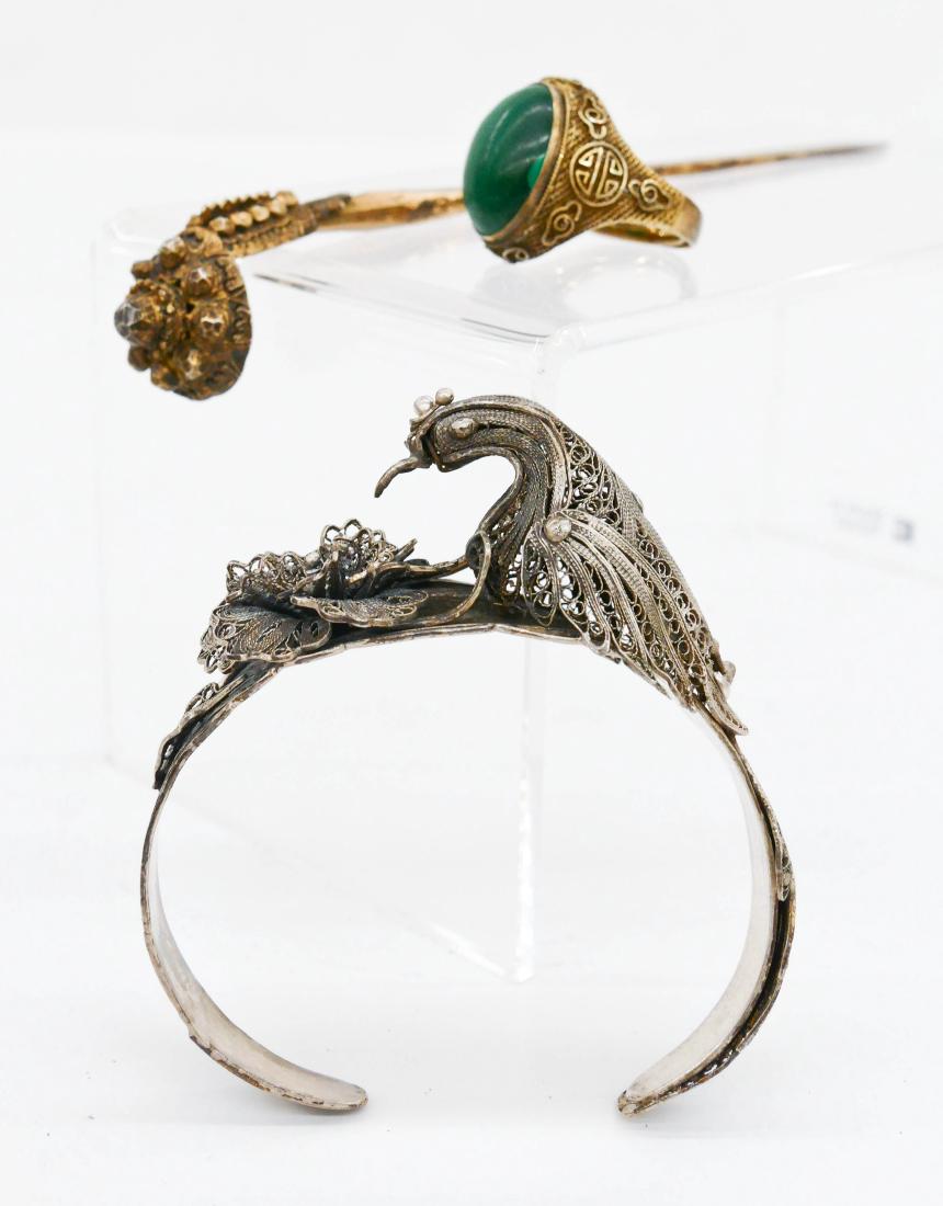 3pc Chinese Filigree Silver Jewelry. Includes a (1 of 3)