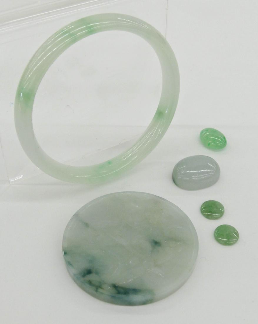 6pc Chinese Carved Jadeite Jewelry. Includes a (1 of 3)