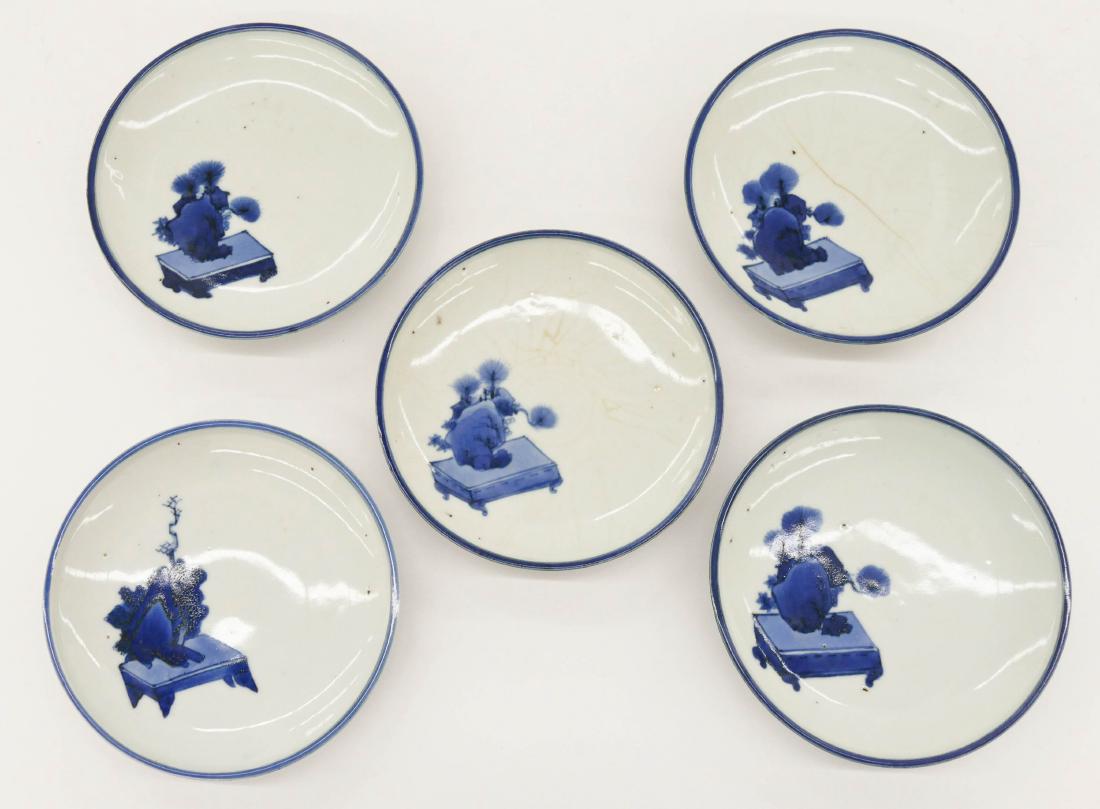 Set Early Japanese Hirado Porcelain Dishes 6'' Each. (1 of 2)