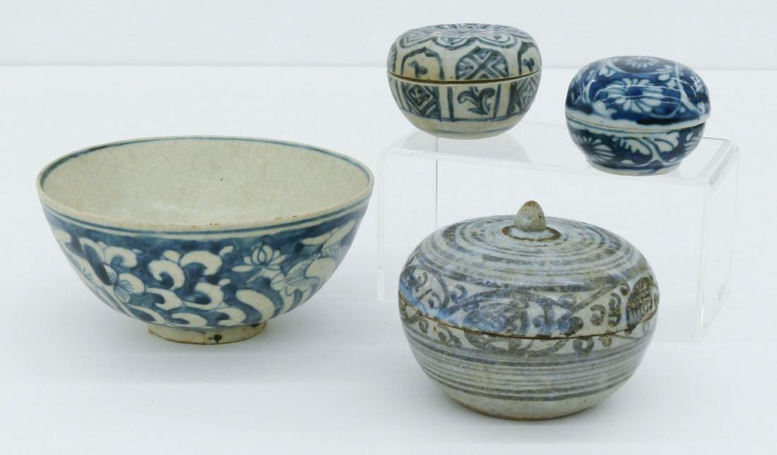 4pc Southeast Asian Ming Blue & White Porcelain. (1 of 2)