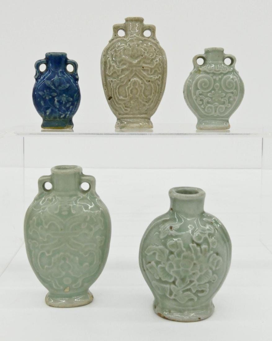 5pc Chinese Molded Porcelain Jarlets or Miniature (1 of 2)