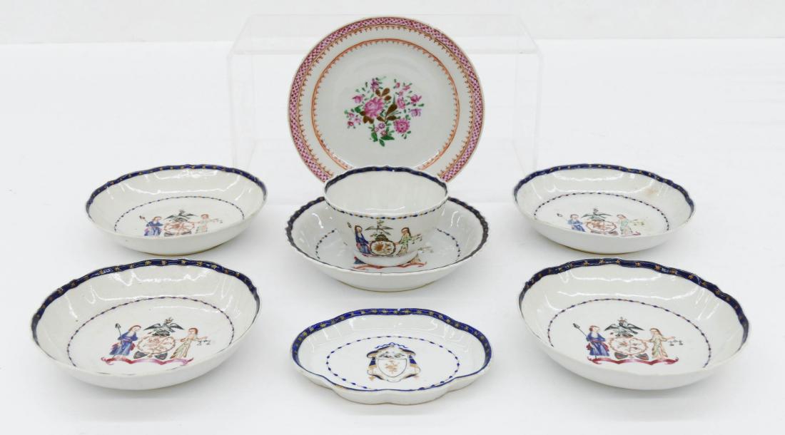 8pc Chinese 18th Century Export Porcelain. Includes a (1 of 3)