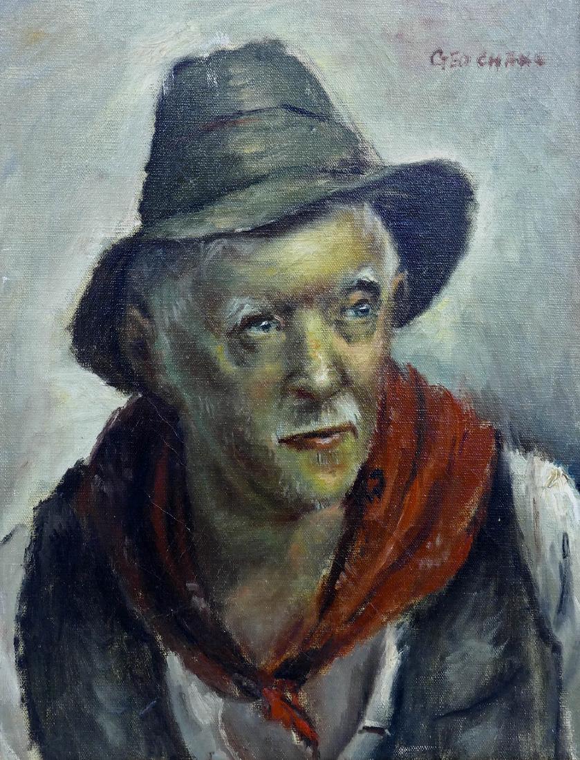 George Chann (1913-1995 Chinese) Portrait of a Man Oil (1 of 2)