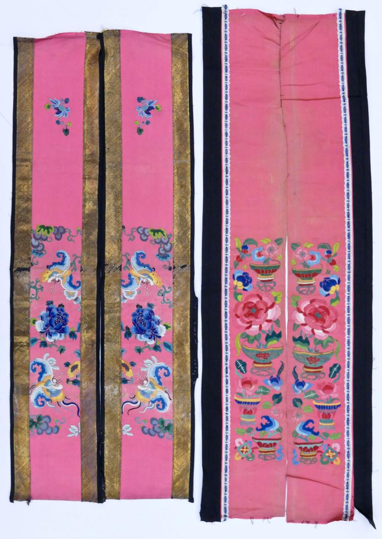 2 Pairs Chinese Silk Embroidered Sleeve Panels. (1 of 3)