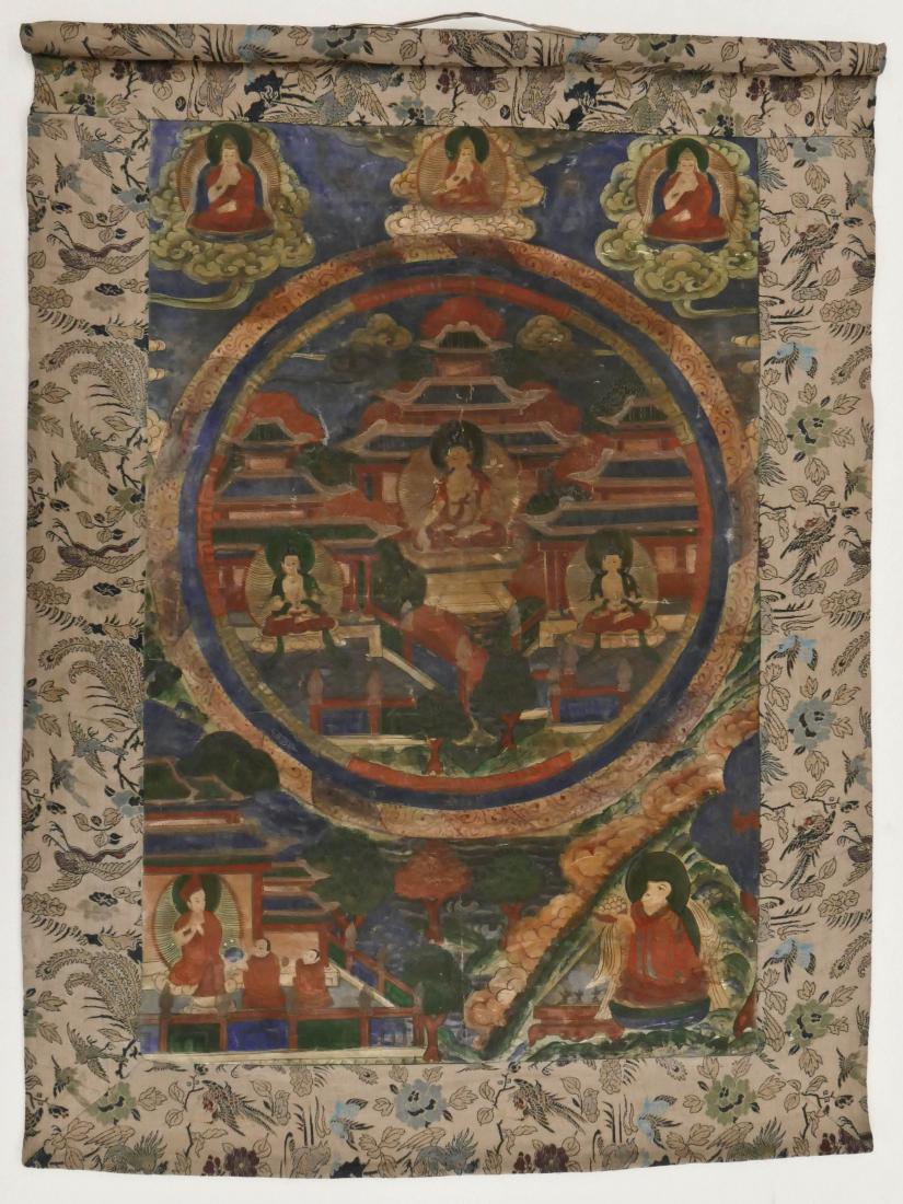 Tibetan Goddess Tara Painted Thangka 19''x21.5''. (1 of 3)