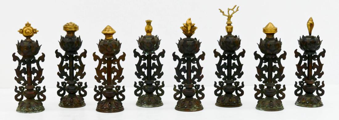 Set of Tibetan Gilt Bronze Buddhist Altar Pieces. An (1 of 10)