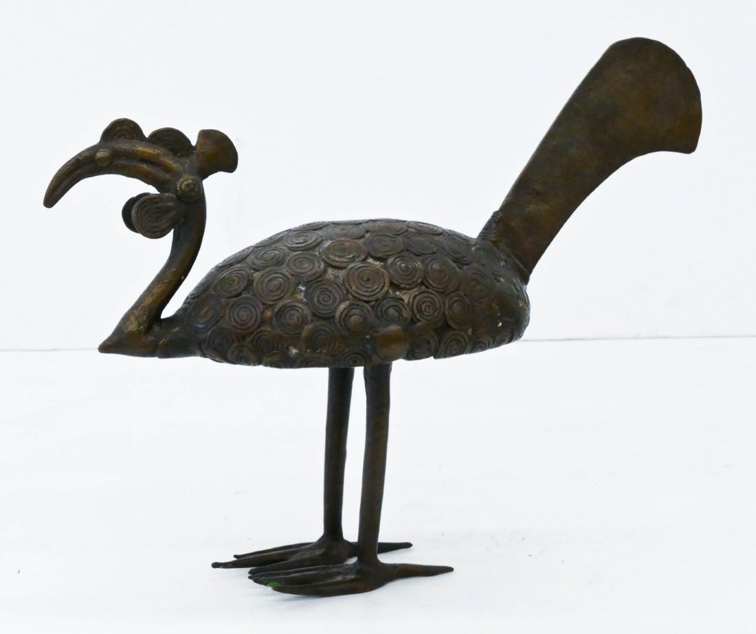 African Benin Bronze Bird Sculpture 11.5''x15.5''. (1 of 3)