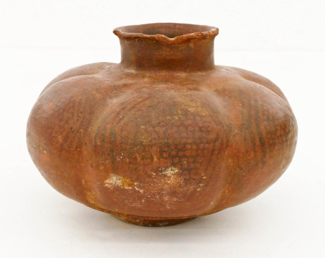 Pre Columbian Colima Squash Form Jar 5''x7.5''. Melon (1 of 3)