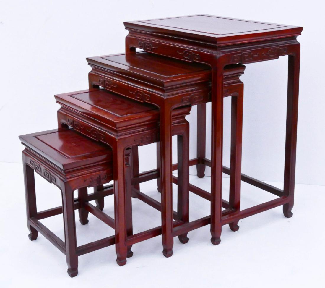 Chinese Lacquered Rosewood Nesting Table Set (1 of 2)