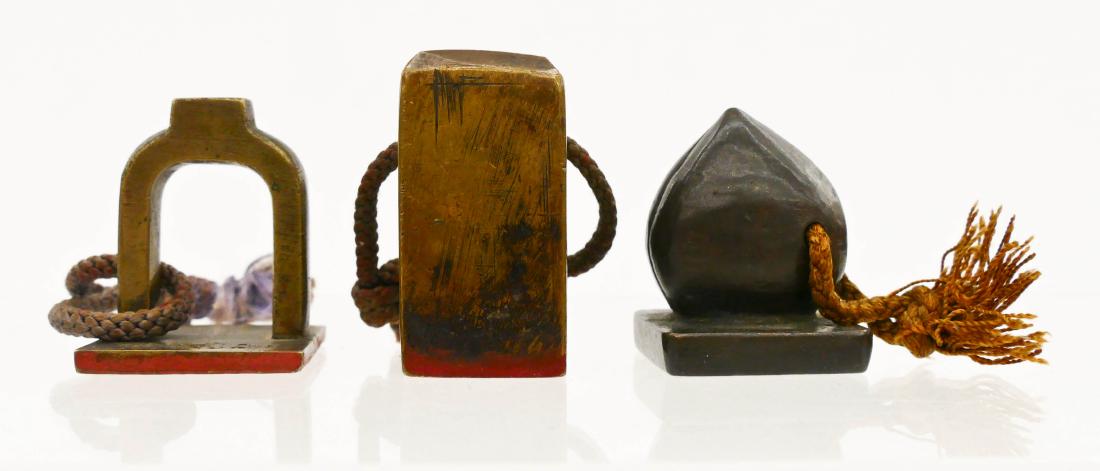 3pc Chinese Bronze Official Seals. Sizes range from (1 of 3)
