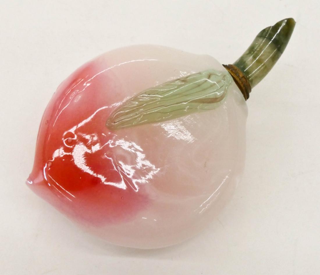 Chinese Peking Glass Peach Snuff Bottle 3''x2''. (1 of 2)