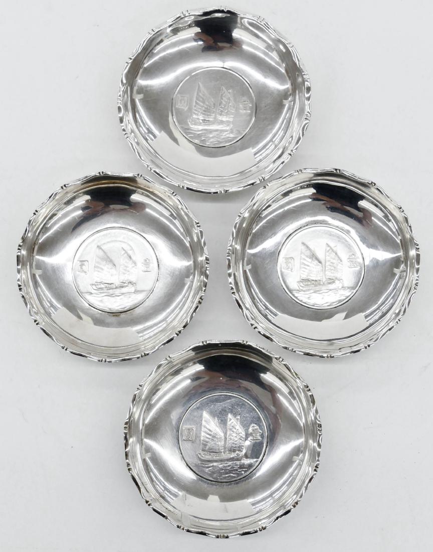 4pc Chinese Silver Coin Trays 3.25''x.5'' Each. (1 of 3)