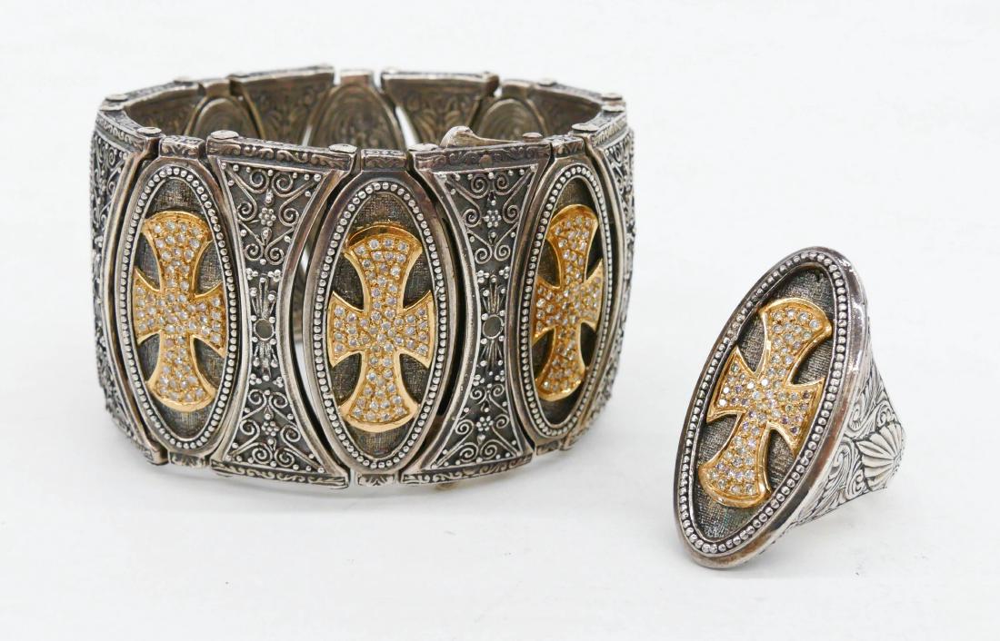 2pc Konstantino Sterling & 18k Bracelet Ring Set. (1 of 4)