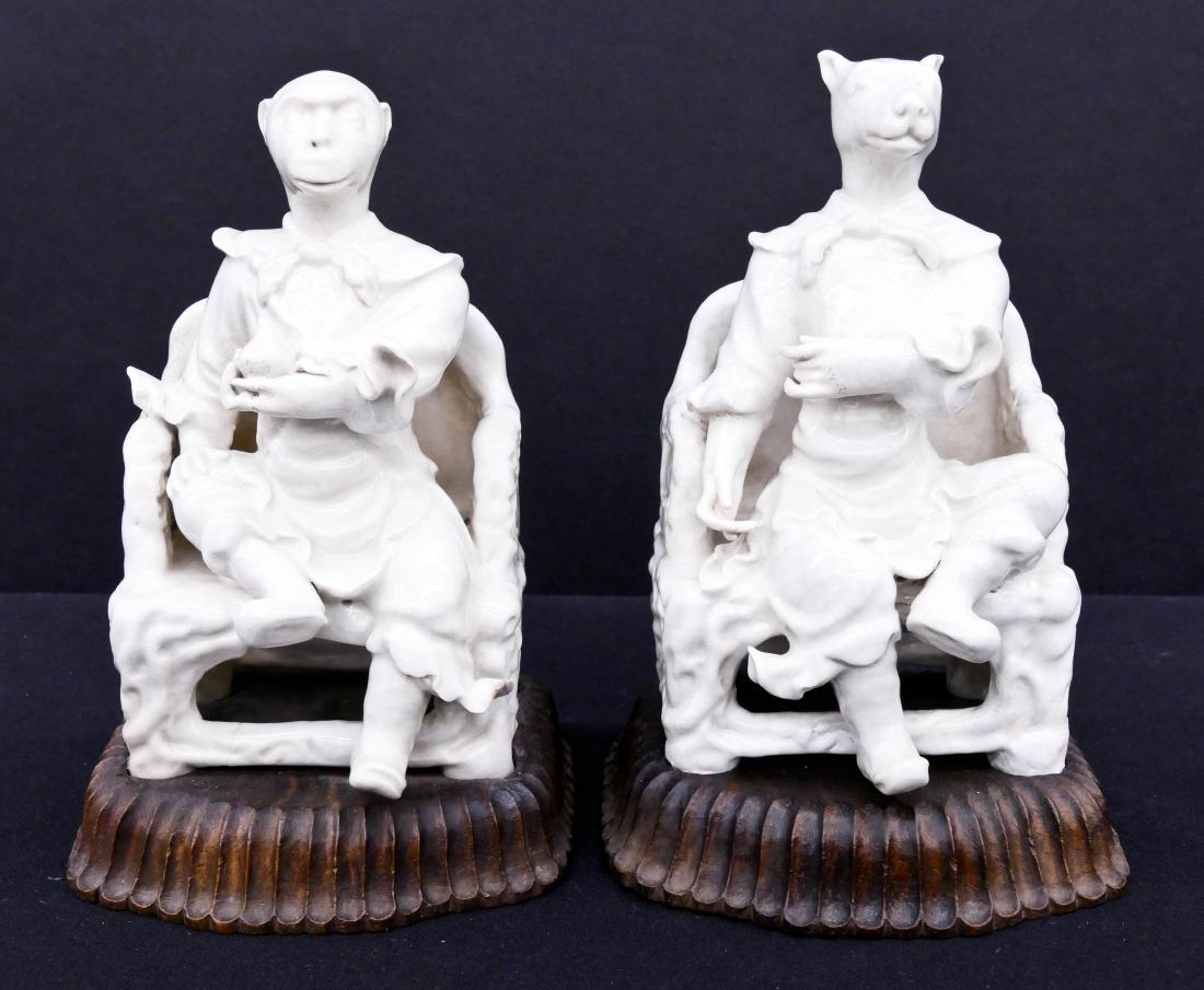 2pc Chinese Zodiac Seated Ceramic Figures on Stands (1 of 4)