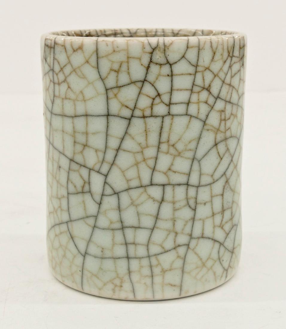 Chinese Celadon Geyao Brush Pot 4.75''x4''. A fine (1 of 5)