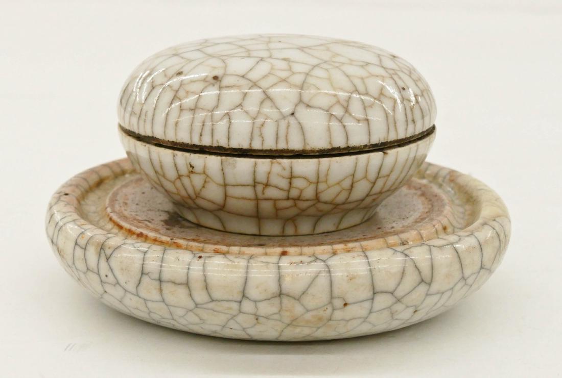 2pc Chinese Ge Ink Stone & Paste Box. Crackle glazed (1 of 5)