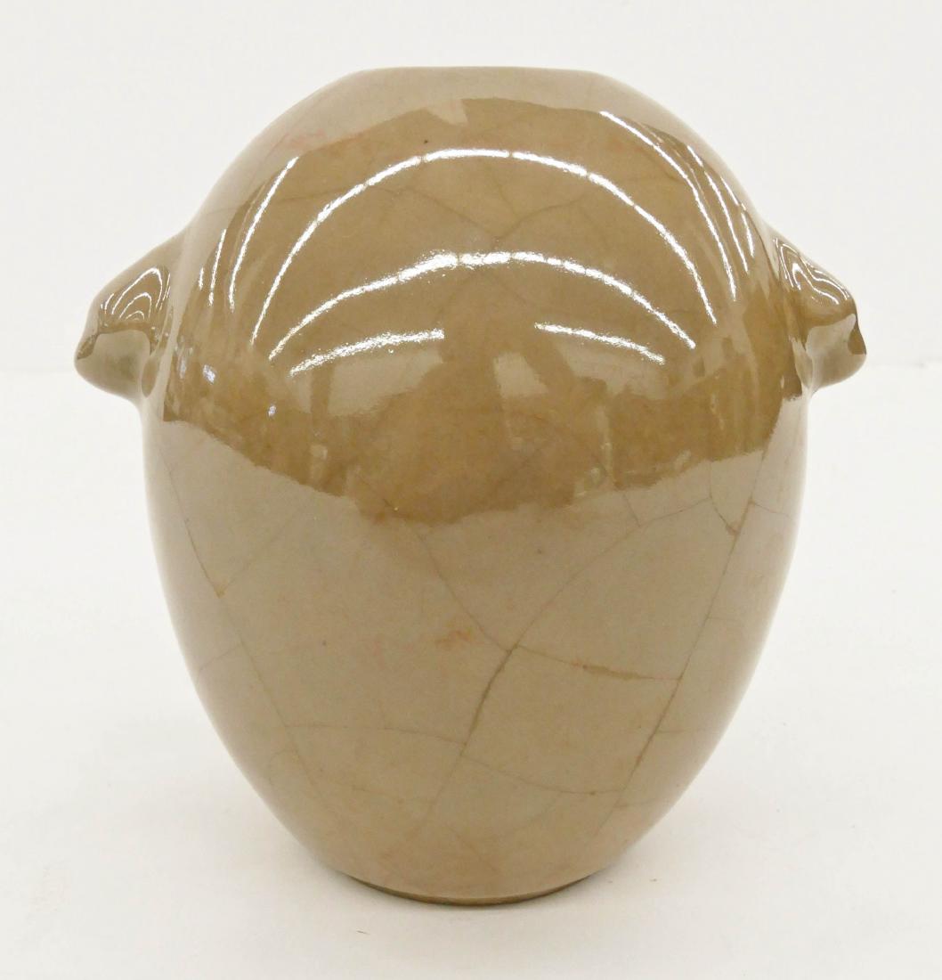 Chinese Crackle Glazed Handled Vase 6''x6''. Unusual (1 of 4)
