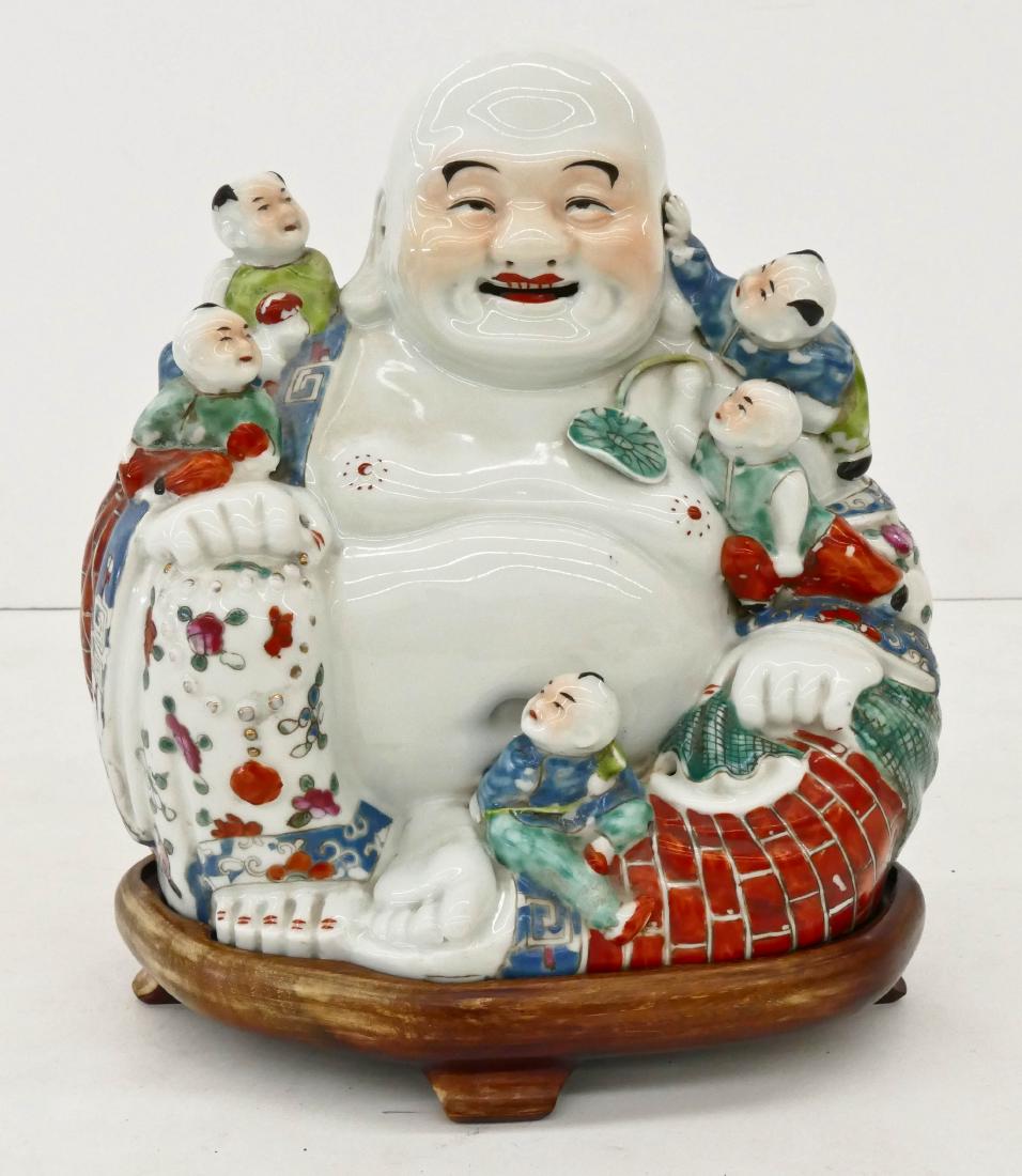 Chinese Republic Laughing Buddha Porcelain Figure on (1 of 4)