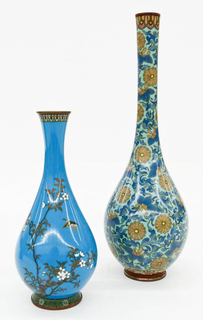 2pc Fine Japanese Cloisonne Bottles Vases. Includes a (1 of 4)
