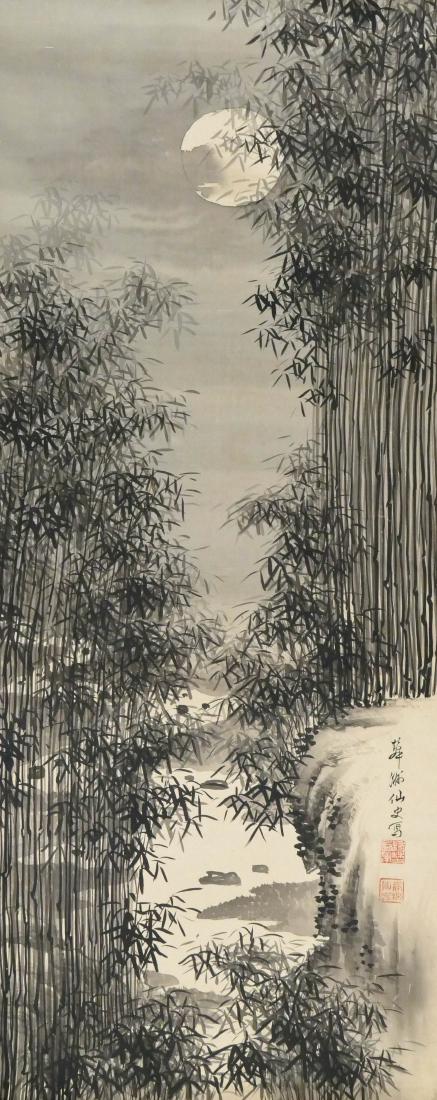 Japanese Stream at Night Scroll Painting 47.5''x19.5'' (1 of 3)