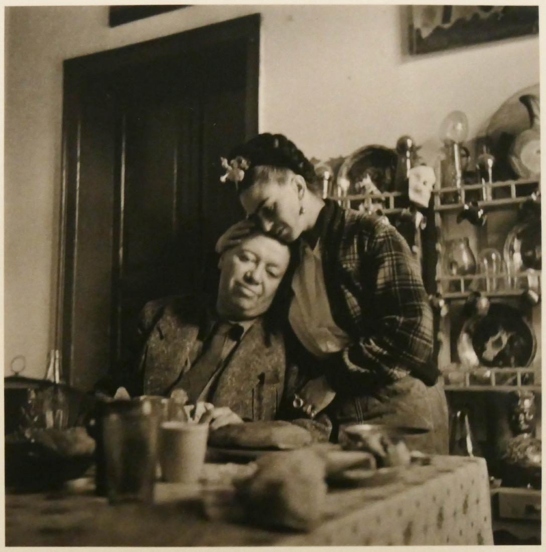 Emmy Lou Packard (1914-1998 California) ''Frida Kahlo: Emmy Lou Packard (1914-1998 California) ''Frida Kahlo and Diego Rivera Coyoacan Mexico 1941'' Platinum & Palladium Print 5''x5'' Image. Printed in 1995 by Don Beatty. This print is a signed and dedica