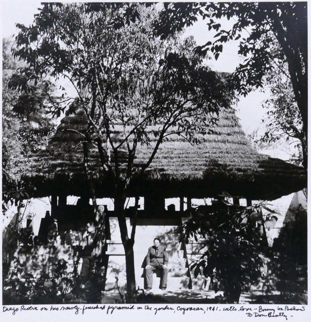 Emmy Lou Packard (1914-1998 California) ''Diego Rivera: Emmy Lou Packard (1914-1998 California) ''Diego Rivera on his newly-finished pyramid in the garden, Coyoacan, 1941'' Silver Gelatin Photograph 14''x11'' Sheet. A later edition printed by Don Beatty. S