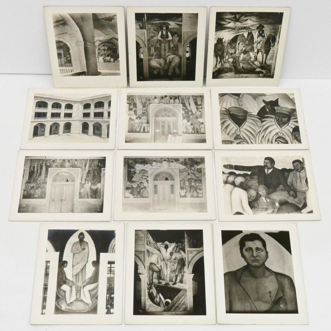 12pc Vintage Diego Rivera Mural Mounted Photographs: 12pc Vintage Diego Rivera Mural Mounted Photographs 11''x9'' Each. Showing various scenes of his mural at the Secretariat of Public Education in Mexico. Light overall edge wear. Estate of Don Beatty,
