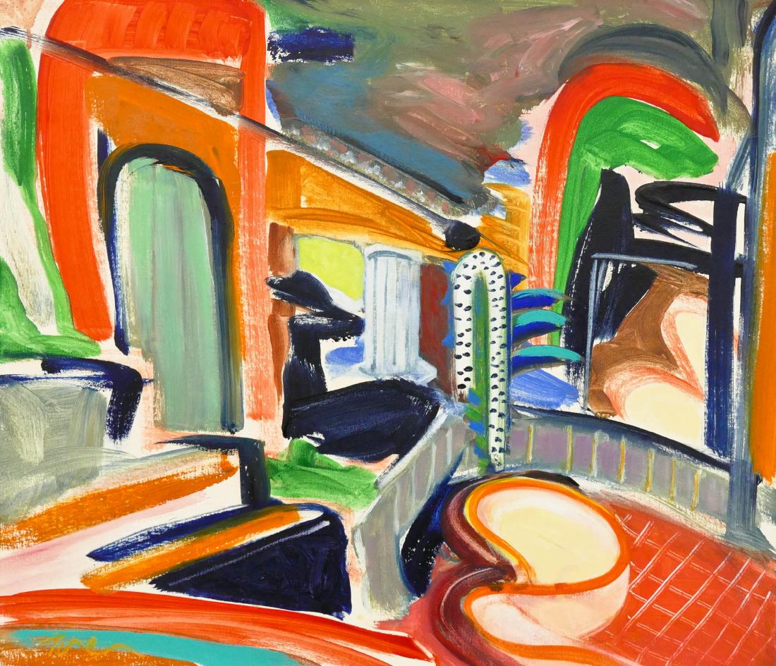 William Turner (20th Cent. Washington) ''Exotic: William Turner (20th Cent. Washington) ''Exotic Interior'' 1993 Oil on Canvas 19''x22'' Image. Signed l.l. corner with Foster/White Gallery, Seattle label on verso. Framed 21''x24''. Excellent conditi