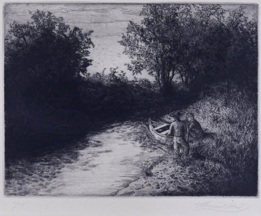 Thomas Wood (b.1951 Washington) River Scene Drypoint (1 of 2)