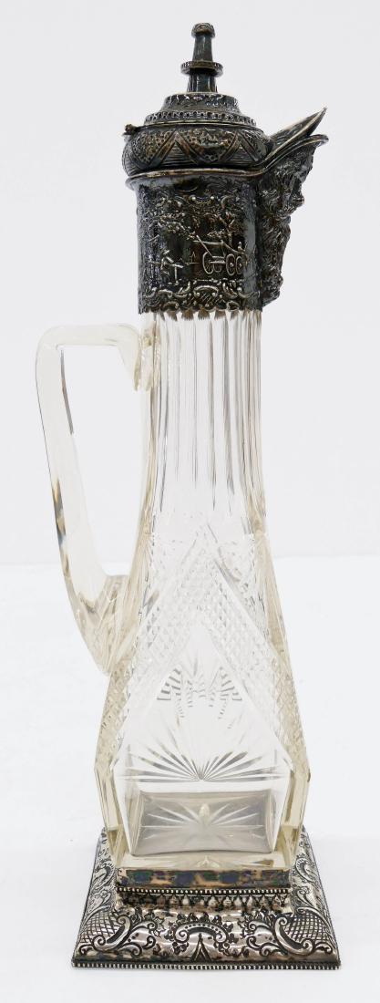 Dutch Silver & Cut Glass Claret Jug 16''x5''. Finely (1 of 3)