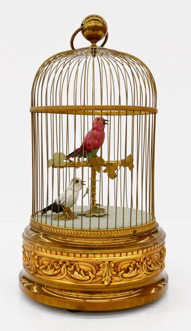 French Automaton Singing Birds in Cage 20''x10''. A two (1 of 3)