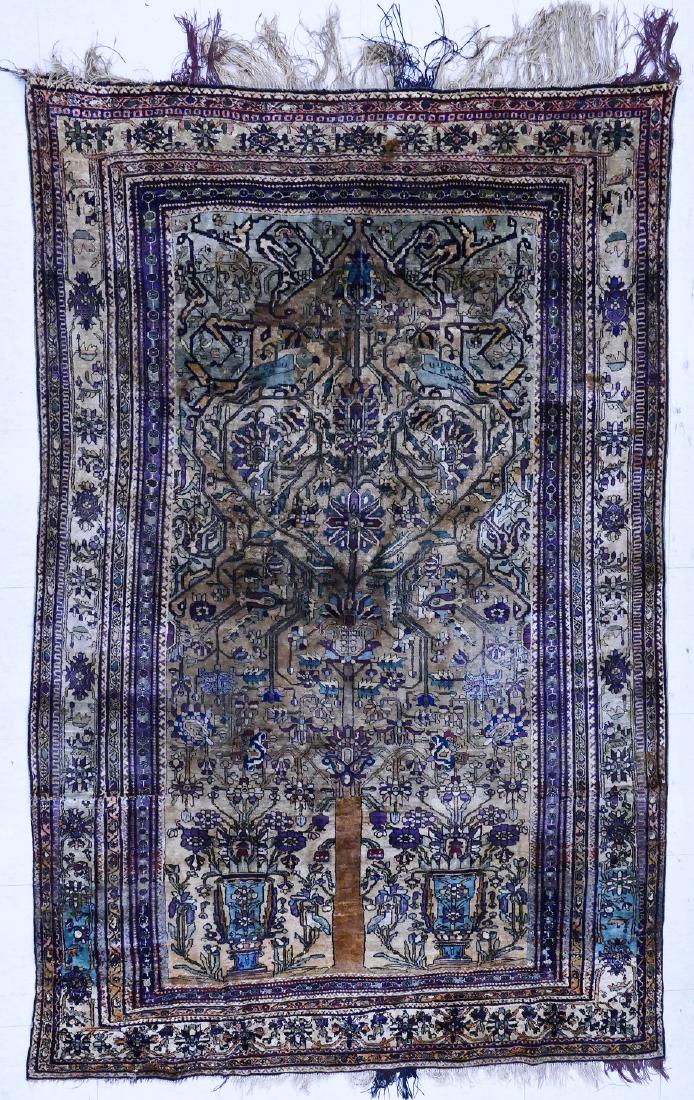 Semi Antique Persian Silk Tree of Life Rug 4'4''x6'6''. (1 of 6)