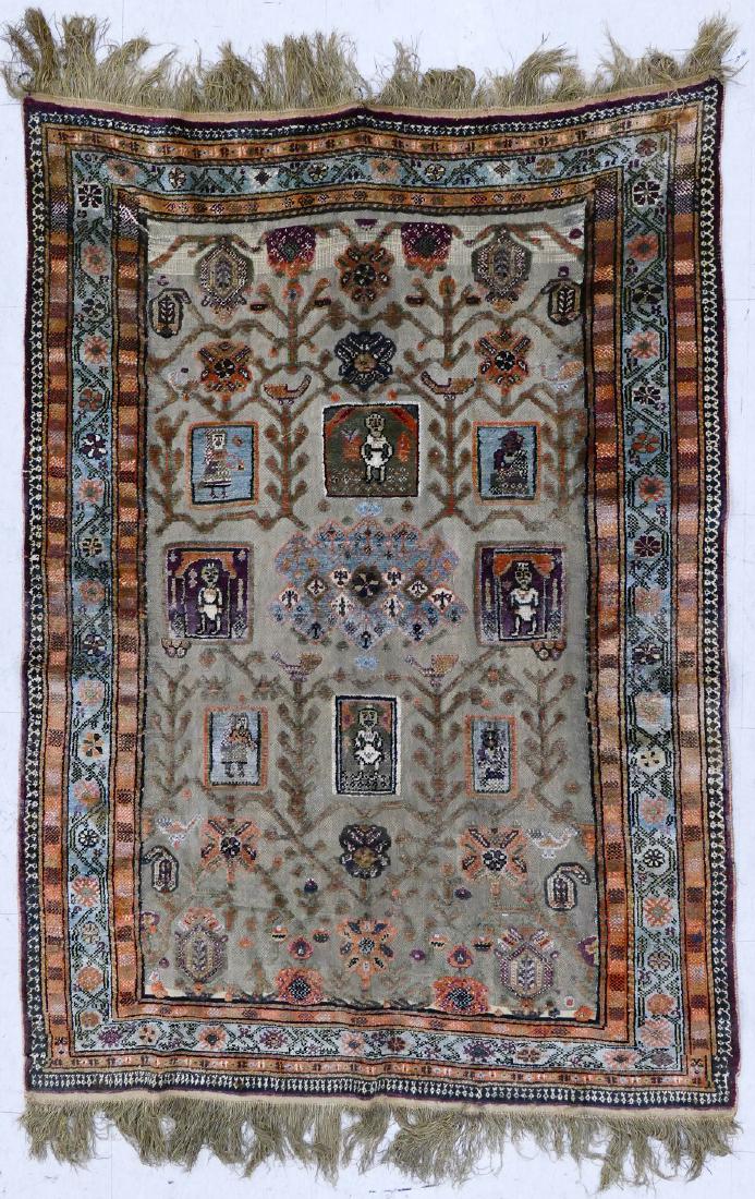 Semi Antique Turkish Silk & Gold Thread Rug (1 of 6)