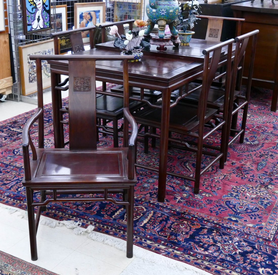 Fine Chinese Rosewood Dining Set. A traditional set (1 of 6)