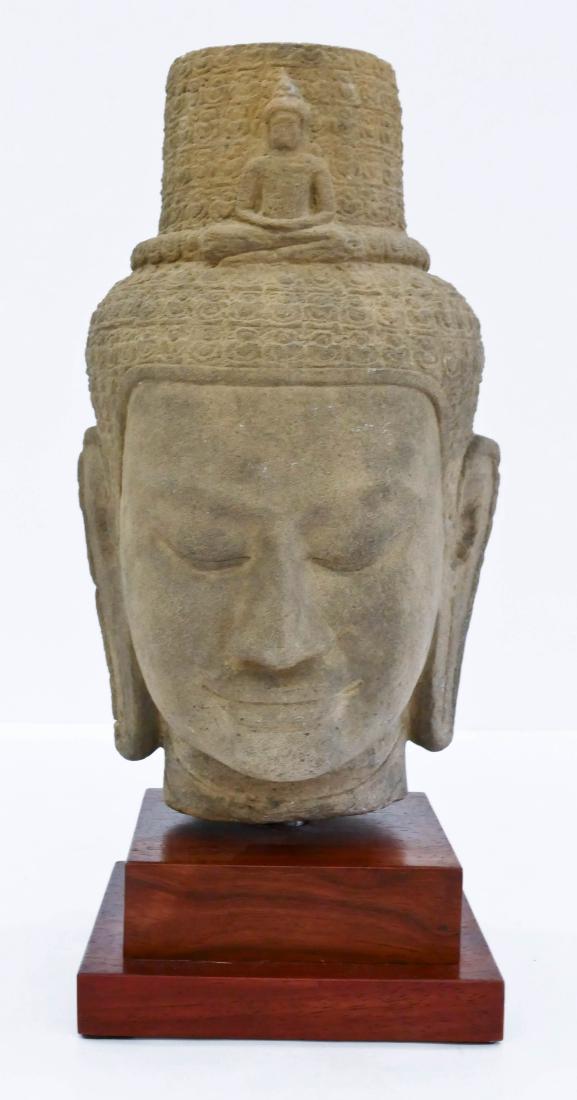 Khmer Large Stone Shiva Head on Stand 19''x8''x8''. (1 of 4)