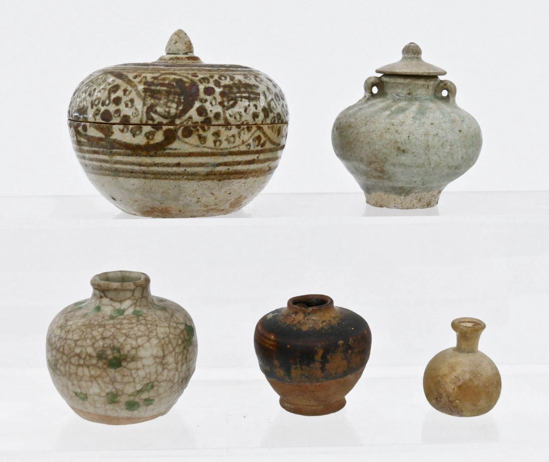 5pc Early Southeast Asian Ceramic Jarlets 1.5'' to 3'' (1 of 1)