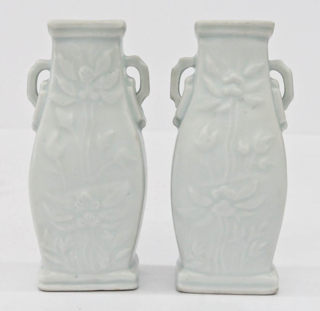 Pair Chinese Qingbai Miniature Vases 5''x2.25'' Each. (1 of 3)