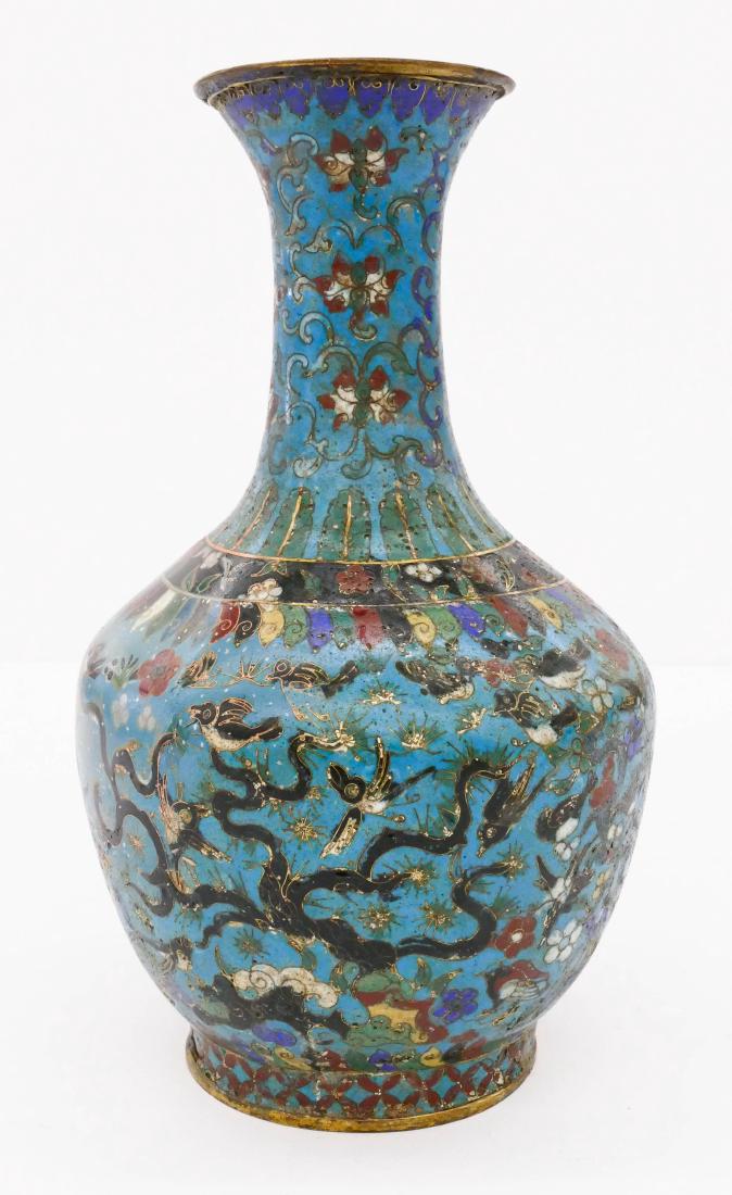 Chinese Ming Cloisonne Bottle Vase 12''x7''. An early